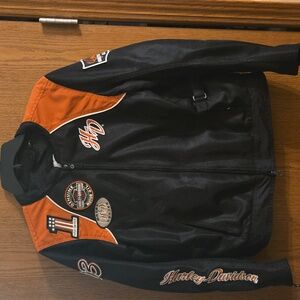 Womens Harley-Davidson Black and Orange Bomber Jacket